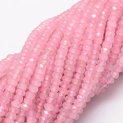 Gefärbte natürliche Malaysia Jade Rondelle Perlen, facettiert, Perle rosa, 4x2~3 mm, Bohrung: 1 mm, ca. 115 Stk. / Strang, 14 Zoll