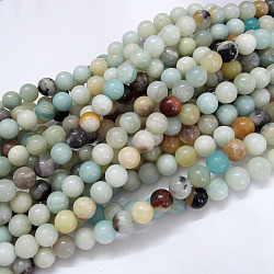 Brins de perles d'amazonite de fleurs naturelles, ronde, 10mm, Trou: 1mm, Environ 38 pcs/chapelet, 15.5 pouce (39.5 cm)