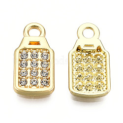 Rack Plating Alloy Charms, with Crystal Rhinestone, Cadmium Free & Nickel Free & Lead Free, Bottle, Light Gold, 19x10x2mm, Hole: 2.5mm