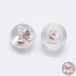 925 Sterling Silver Ear Nuts, with 925 Stamp, Rose Gold, 5.5x4mm, Hole: 0.8mm