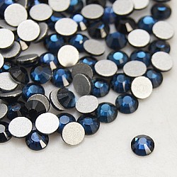 Glass Flat Back Rhinestone, Grade A, Back Plated, Faceted, Half Round, Montana, SS4, 1.5~1.6mm, 1440pcs/bag