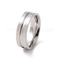201 anillo de dedo de línea acanalada de acero inoxidable para mujer, color acero inoxidable, diámetro interior: 17 mm