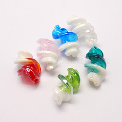 Perles vernissées manuelles, nacré, spirale, couleur mixte, 28x15mm, Trou: 2mm