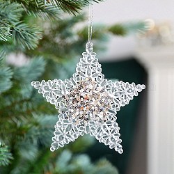 Acrílico con decoración colgante de lentejuelas., adornos colgantes del árbol de navidad, para regalo de fiesta decoración del hogar, estrella, 120x125mm