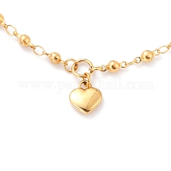 304 colliers pendentif coeur en acier inoxydable pour la Saint-Valentin, avec chaînes à billes et chaînes à maillons ronds, or, 45 cm