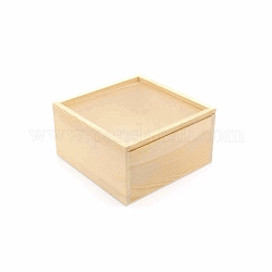 Cajas de almacenamiento de madera, con tapa acrílica transparente, cuadrado, burlywood, 20x20x8 cm