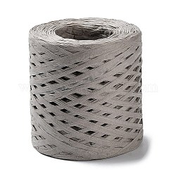 Nastro di rafia, corda di carta da imballaggio, corde di carta con spago di rafia per confezioni regalo e tessitura, grigio, 3~4mm, circa 218.72 iarde (200 m)/rotolo