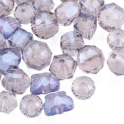 Perle di vetro trasparente, forme misto, lilla, 7~10x7~10x5~9.5mm, Foro: 1~1.5 mm