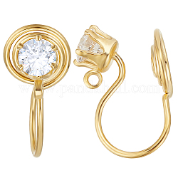 Beebeecraft 1 Box 20Pcs Vortex Clip-on Earring Findings 18K Gold Plated Brass Cubic Zirconia Clip-on Non-Pierced Earring Converters Findings for DIY Jewellery Earring Making