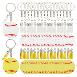 Kit per la creazione di portachiavi da baseball fai da te ahadermaker, compreso il bordo acrilico, ciondoli in nappa, portachiavi in ferro diviso e anelli aperti, colore misto, 34pcs/scatola