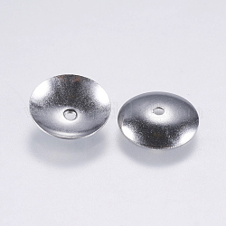 304 Edelstahl Perlenkappen, apetalous, Edelstahl Farbe, 10x2 mm, Bohrung: 0.5 mm