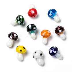 Perles vernissées manuelles, champignons, couleur mixte, 19x14.5mm, Trou: 2mm