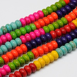 Chapelets de perles en turquoise synthétique, teinte, rondelle, couleur mixte, 8x5mm, Trou: 1mm, Environ 80 pcs/chapelet, 15.55 pouce