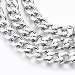 Men Curb Chain Necklace, 316 Surgical Stainless Steel Necklaces, with Lobster Claw Clasps, Rock Style, Stainless Steel Color, 23.6 inch(60cm)