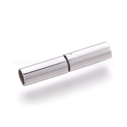 304 Stainless Steel Bayonet Clasps, Tube, Stainless Steel Color, 20x4mm, Hole: 3mm