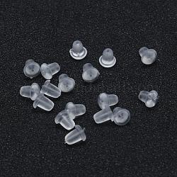 Dadi auricolari in plastica ecologica, schienali orecchino, chiaro, 4x4mm, foro: 0.5mm, circa 9500pcs/scatola