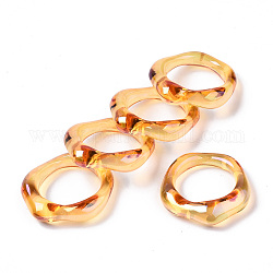 Transparent Resin Finger Rings, AB Color Plated, Dark Orange, US Size 6 3/4(17.1mm)