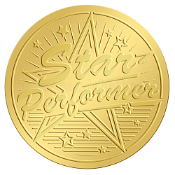 Pegatinas autoadhesivas en relieve de lámina de oro, etiqueta engomada de la decoración de la medalla, patrón de estrella, 50x50mm