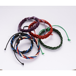 Einstellbar Lederband Armbänder geflochtene, mit Wachsschnur, Mischfarbe, 64 mm
