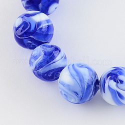 Manuell Murano Glas Perlen, Runde, Blau, 14 mm, Bohrung: 1~2 mm