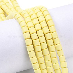 Chapelets de perle en pâte polymère manuel, colonne, jaune clair, 6.5x6mm, Trou: 1.2mm, Environ 61 pcs/chapelet, 15.75 pouce (40 cm)