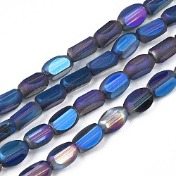 FilI di perline in vetro placcato, sfaccettato, ab colore, cuboide, Blue Marine, 6~7x4~5x3mm, Foro: 0.8 mm, circa 80pcs/filo, 20.08 pollice ~ 20.31 pollici (51~51.6 cm)