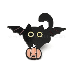 Spille smaltate per gatti, distintivo in lega nera per i vestiti dello zaino, zucca, 31.5x38x1.3mm