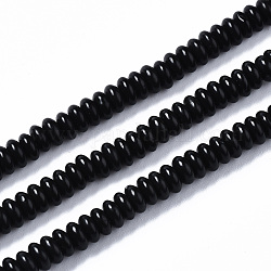 Natürlichen schwarzen Steinperlen Stränge, Rondell, 4~5x2 mm, Bohrung: 0.8 mm, ca. 185~187 Stk. / Strang, 14.96~15.35 Zoll (38~39 cm)