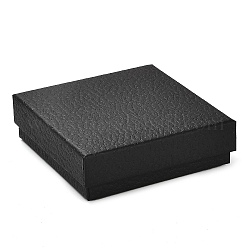Caja cuadrada de cartón para collares, Estuche para guardar joyas con esponja de terciopelo en el interior., para collares, negro, 8.8x8.8x2.65 cm