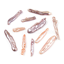Perle baroque naturelle perles de keshi, perle de culture d'eau douce, cure-dent, top foré, couleur mixte, 13~41x3~8.5x2~6.5mm, Trou: 0.6mm