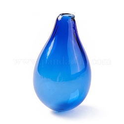 Bottiglie in vetro soffiato fatte a mano, per la realizzazione di pendenti in fiala di vetro, lacrima, blu, 30~32x18.5~19mm, Foro: 2~3.5 mm