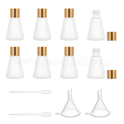 Botella de subpaquete de aromaterapia de vidrio mate benecreat, con tapa de alumita y tapón de pp y tolva de embudo de plástico y pipetas, Claro, 4.6x7.5 cm, agujero: 12 mm, capacidad: 30ml (1.01 fl. oz), 8 pcs