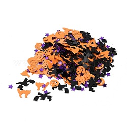Confettis de table en plastique, pour les décorations de fête d'halloween, sorcière, étoiles du nord, citrouille, chat, noir & orange & violet, 6~18.6x6~20.7x0.25~3mm