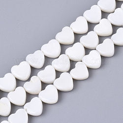 Eau douce naturelle de coquillage perles brins, perles percées, cœur, blanc crème, 6x5.5x2.5mm, Trou: 0.7mm, Environ 62 pcs/chapelet, 14.57 pouce (37 cm)
