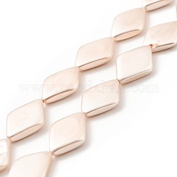 Hebras de perlas de concha electrochapadas, pulido, rombo, naranja, 12~12.5x18~19x3~4mm, agujero: 0.6 mm, aproximamente 22 pcs / cadena, 15.35 pulgada (39 cm)