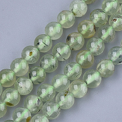 Natur Prehnit Perlen Stränge, Runde, 6 mm, Bohrung: 0.8 mm, ca. 62~65 Stk. / Strang, 15.3 Zoll