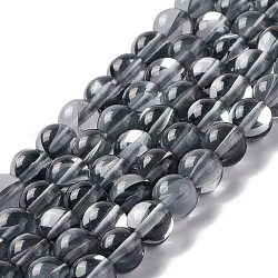 Chapelets de perles en pierre de lune synthétique, ronde, noir, 8mm, Trou: 1mm, Environ 48 pcs/chapelet, 14.57''~15.35'' (37~39 cm)