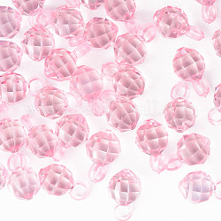 Transparenten Acryl-Anhänger, facettiert, Runde, rosa, 18x11x11 mm, Bohrung: 4 mm