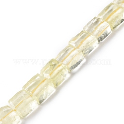 Natural Lemon Quartz Beads Strands, Faceted, Square, 9~12x9~11x4~7mm, Hole: 1mm, about 35~38pcs/strand, 15.24~15.43 inch(38.7~39.2cm)