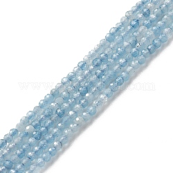Fili di perline acquamarina blu diavolo naturale, sfaccettato, tondo, 2mm, Foro: 0.6 mm, circa 165pcs/filo, 15.55 pollice (39.5 cm)