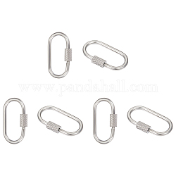 Unicraftale 6Pcs 304 Stainless Steel Screw Carabiner Lock Charms, for Necklaces Making, Oval, Stainless Steel Color, 26x14x4mm, Screw: 8x4mm