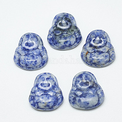 Pendentifs en jaspe tache bleue naturelle, Maitreya, 26~27x24~26x8~9mm, Trou: 1mm