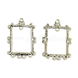 Tibetan Style Alloy Rectangle Chandelier Components Links, Cadmium Free & Lead Free, Antique Silver, 26x17x1.5mm, Hole: 1mm