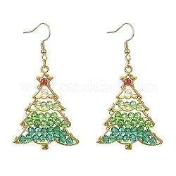 Orecchini pendenti con albero di natale con perline di vetro, gioielli in lega d'oro, verde, 64x34mm