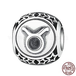 12 Constellations 925 Sterling Silver European Beads, Large Hole Beads, Taurus