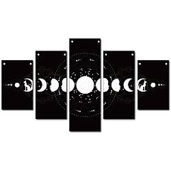 Cloth Painting Hanging Wall Decorations, for Home Decoration, Rectangle, Moon Pattern, 40x25cm, 5style/set