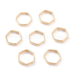 Messing Verbinderring, langlebig plattiert, Hexagon, echtes 24k vergoldet, 7x6x1 mm, Innendurchmesser: 5x5 mm