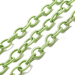 Loop di catene portacavi in nylon fatti a mano, ovale, verde chiaro, 8~9x11~13x2mm, su 85 cm / strand, 33.5 pollice
