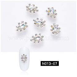 Nail Art Decoration Accessories, with Platinum Alloy & Glass, Teardrop, Crystal, 10x7x3.5mm