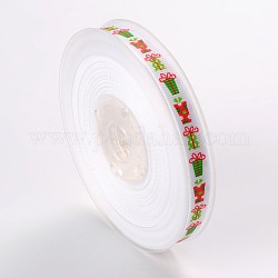 Christmas Theme Polyester Ribbons, White, 3/8 inch(9mm), about 100yards/roll(91.44m/roll)